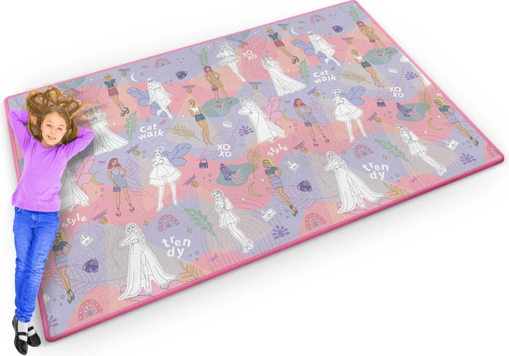 Mata piankowa do kolorowania Ricokids zwijana 200 x 120 x 0.3 cm RK-343 734301 Różowa (5903890615987) - obraz 9