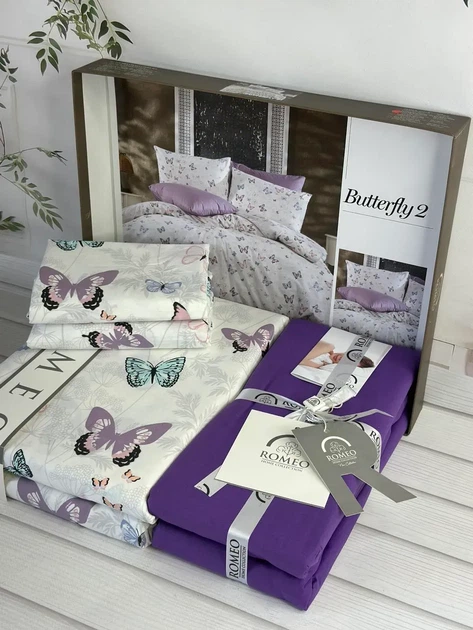 Постельное белье Romeo home Poplin Butterfly 2 поплин евро размер бабочки на белом - изображение 2
