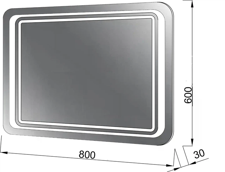 Зеркало подвесное ЮВВІС Duet Z-800x600 мм с LED подсветкой в ванную комнату - изображение 3