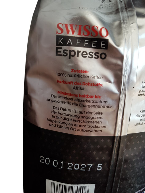 Крепкий кофе в зернах Swisso Kaffee Espresso 100% арабика 1 килограмм - изображение 4