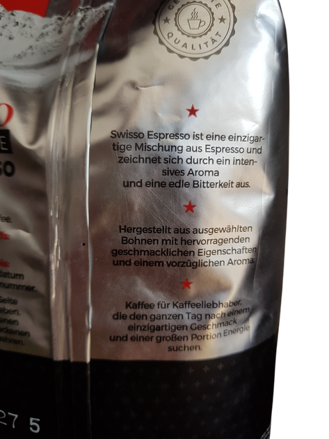 Крепкий кофе в зернах Swisso Kaffee Espresso 100% арабика 1 килограмм - изображение 5