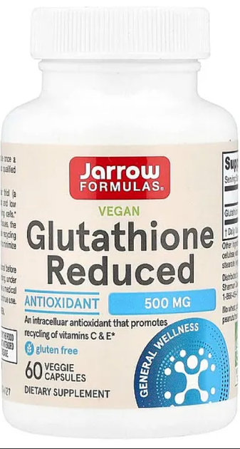 Глутатіон Jarrow Formulas Glutathione Reduced 500 мг 60 капсул в упаковці (ARE-575066) - Фото 1 Глутатіон Jarrow Formulas Glutathione Reduced 500 мг 60 капсул в упаковці (ARE-575066) - зображення 1