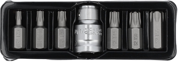 Набір викруткових насадок YATO Torx T25-T55 з перехідником 1/2" 7 шт (YT-0410) - зображення 1