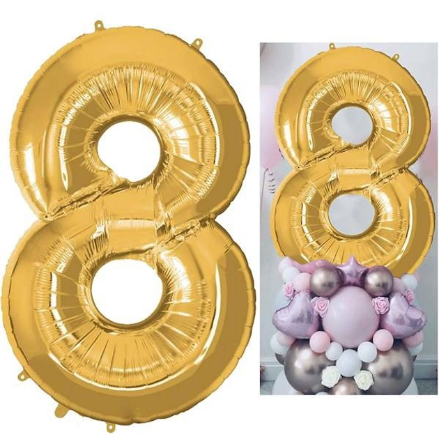 Balon Springos cyfra 8 foliowy 40 cm złoty PS0030 (5907719445298) - obraz 3
