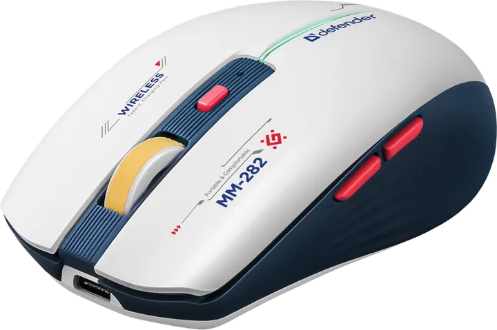 Mysz Defender Dila MM-282 LED Wireless White-Blue (4745090825435) - obraz 3
