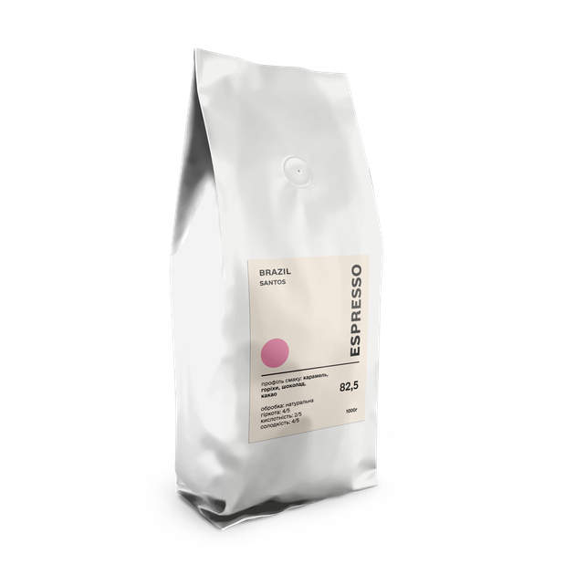 Кава Арабіка Brazil Santos Espresso, 1000g - Фото 1 Кава Арабіка Brazil Santos Espresso, 1000g - зображення 1