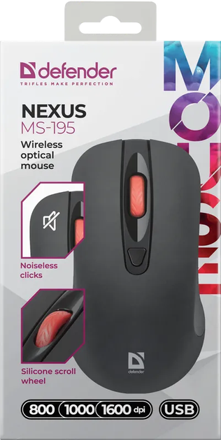 Мышь Defender Nexus MS-195 Wireless Black (4745090822823) - Фото 6 Мышь Defender Nexus MS-195 Wireless Black (4745090822823) - изображение 6