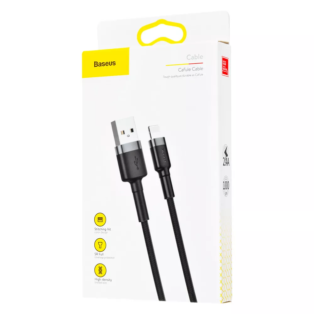 Кабель Baseus Cafule Lightning 1.5A (2m) Black - зображення 3