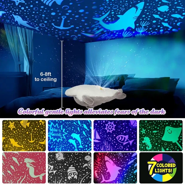 Ночник Дельфин проектор звездного неба dream мягкая игрушка с музыкой Led подсветка 7 цветов - изображение 4
