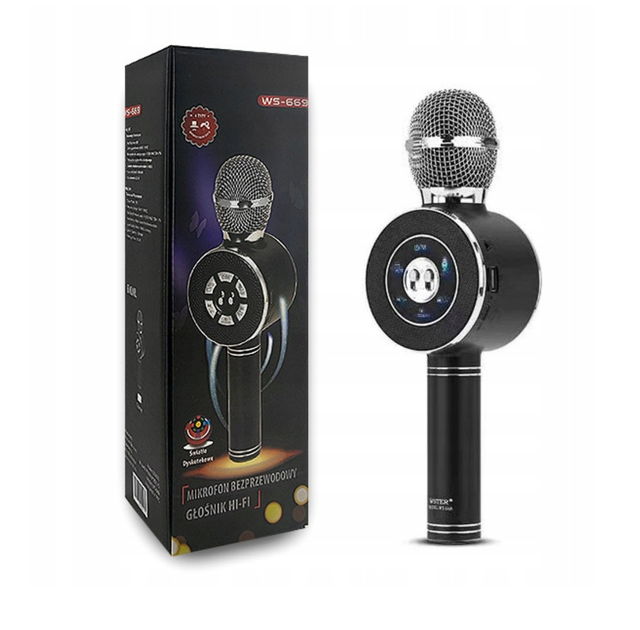 Детский караоке микрофон Bluetooth WSTER WS669 с динамиком и колонкой беспроводной микрофон Черный - Фото 1 Детский караоке микрофон Bluetooth WSTER WS669 с динамиком и колонкой беспроводной микрофон Черный - изображение 1