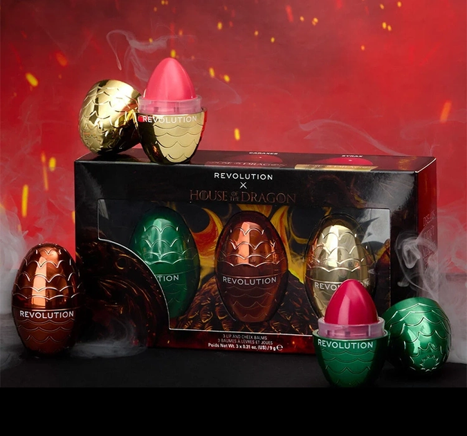 Zestaw balsamów do ust i policzków Revolution Makeup House Of The Dragon Lip & Cheek Balm 3 x 9 g (5057566835879) - obraz 5