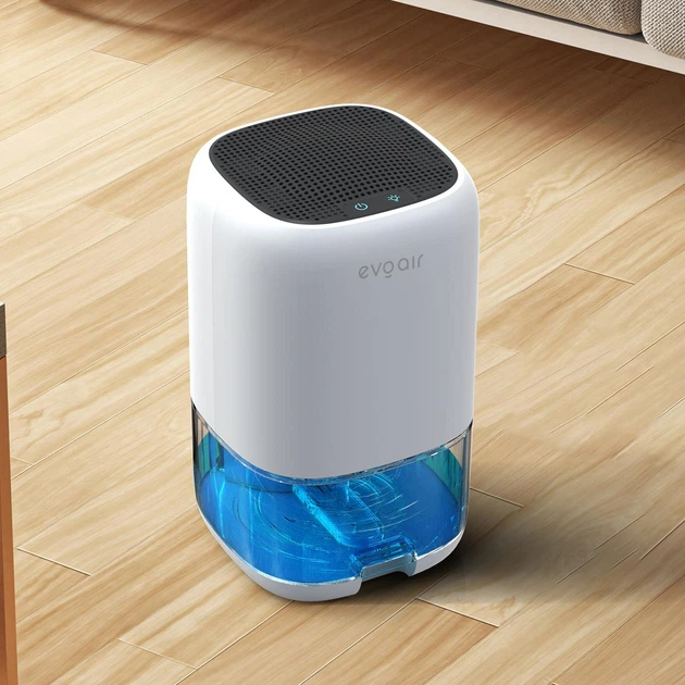 Осушувач повітря Evoair HUMIX300, компактний і безшумний, з LED-підсвічуванням, 300 мл/доба, резервуар 1 л, для дому та офісу - зображення 8
