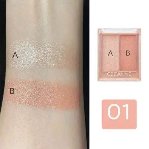 Хайлайтер, румяна и тени для век в ОДНОМ Cezanne Face Glow Color, 01 Абрикосовое сияние, 5,9 г - изображение 3