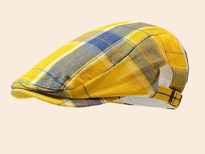 Летняя кепка айви клетчатая жёлтая с голубым One size - Фото 1 Летняя кепка айви клетчатая жёлтая с голубым One size - изображение 1