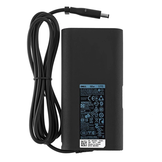 Блок живлення (адаптер) для ноутбука Dell 19.5V 4.62A 90W, штекер 4.5×3.0 з PIN, чорний, овальний корпус - зображення 3