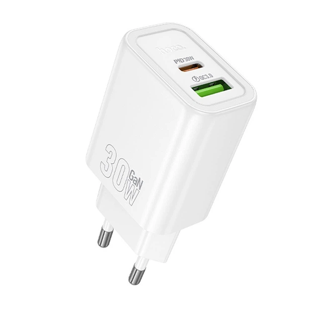 Мережевий зарядний пристрій HOCO N63 Gentle PD30W+QC3.0 (1USB-A/1C) (White) (219653) - Фото 1 Мережевий зарядний пристрій HOCO N63 Gentle PD30W+QC3.0 (1USB-A/1C) (White) (219653) - зображення 1