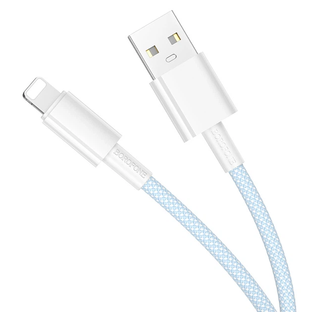 Дата кабель Borofone BX117 Source USB to Lightning 2.4A (1m) (Blue) (219544) - Фото 2 Дата кабель Borofone BX117 Source USB to Lightning 2.4A (1m) (Blue) (219544) - зображення 2
