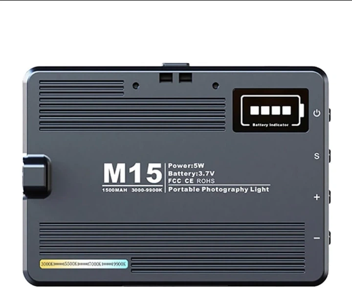 Накамерне відеосвітло LED CH M15 3000K-9000K - Фото 3 Накамерне відеосвітло LED CH M15 3000K-9000K - зображення 3