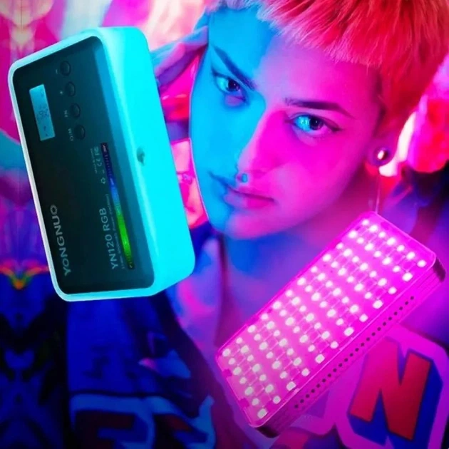 Накамерне відеосвітло LED Yongnuo YN120 RGB 8W Light 130 color 3200-9000K 3100mAh - изображение 6