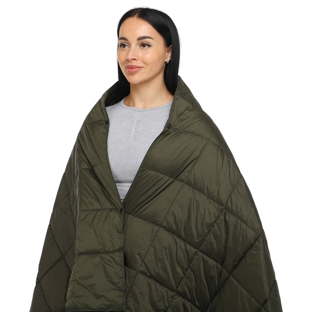 Одеяло мультифункциональное 3в1 с чехлом CAMPING MULTIFUNCTIONAL PUFFY BLANKET 4Monster 450 г 175x140 см Нейлон Утиный пух оливковый C-PBF-140 - изображение 7