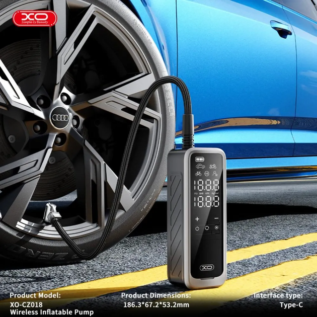 Портативный автомобильный аккумуляторный компрессор 5000 mah XO CZ018 - изображение 6