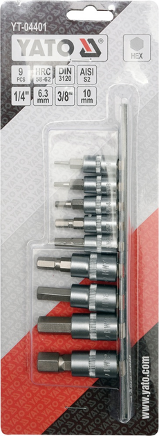 Zestaw kluczy Yato Hex na szynie 9 cz (YT-04401) - obraz 2