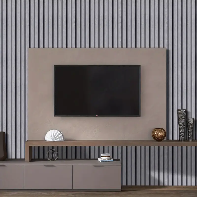 3D панель самоклеющаяся рейка Сірий вертикальный рельеф 680*680*3мм, 3Д обои, Стеновой декор - изображение 5