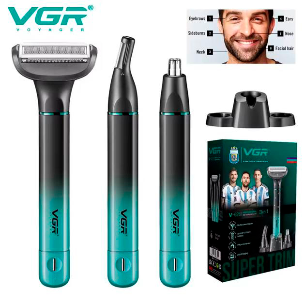 Набор для носа, лица и тела VGR 3 в 1 V-625, 3 насадки - изображение 3