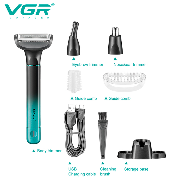 Набор для носа, лица и тела VGR 3 в 1 V-625, 3 насадки - изображение 4