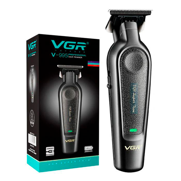 Триммер для стрижки аккумуляторный VGR V-995, 4 насадки, 7000 RPM, 2000 mAh - изображение 3
