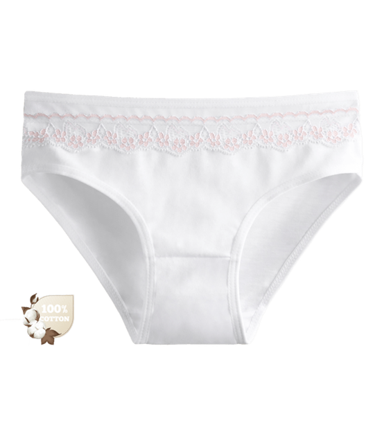 Однотонные трусы слипы для девочки с кружевом - Donella - 4145D2 - 134-140 см - Белый - Фото 1 Однотонные трусы слипы для девочки с кружевом - Donella - 4145D2 - 134-140 см - Белый - изображение 1