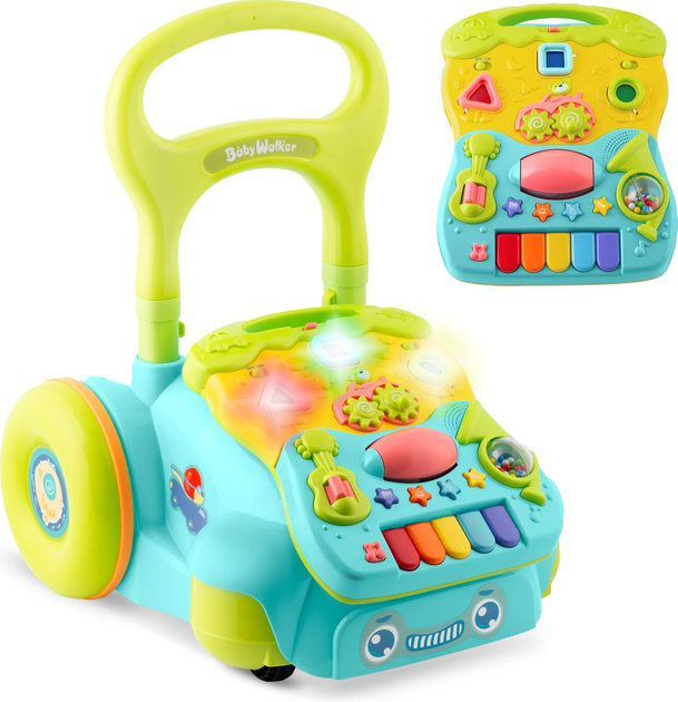 Навчальні ходунки з музикою Ricokids 2 в 1 RK-744 Бірюзові (5903890616380) - зображення 2