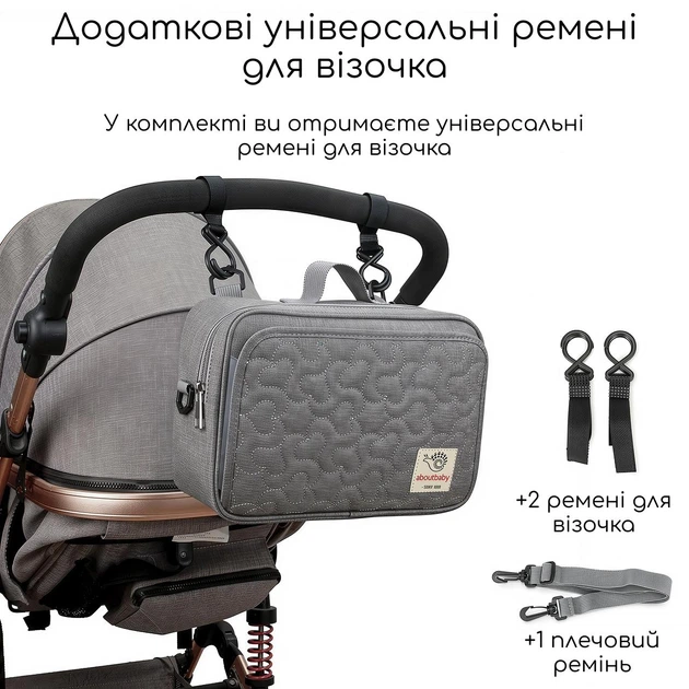 Универсальная сумка для коляски Aboutbaby Темно-серый - Фото 5 Универсальная сумка для коляски Aboutbaby Темно-серый - изображение 5