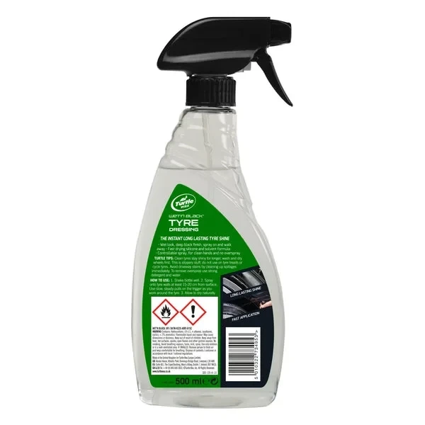 Полироль для шин и пластика Turtle Wax Wet’n’Black 500 мл, средство для чернения резины авто, эффект мокрого блеска и защита - изображение 4