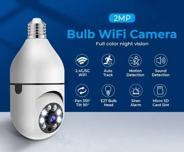 Беспроводная панорамная IP Wi-Fi камера видеонаблюдения патрон 100 1080p угол обзора 180 градусов - изображение 4