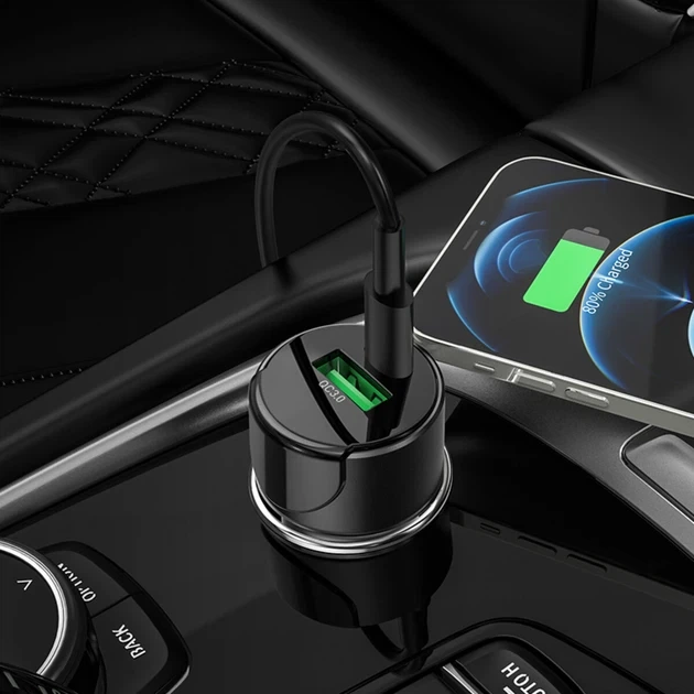 Автомобільний зарядний пристрій Hoco Z42 PD20W QC3.0 2 порти швидка зарядка чорний - зображення 4