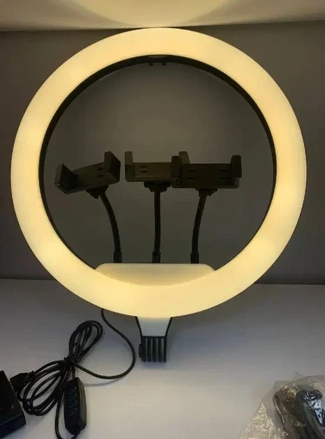 Лампа кольцевая для фото и видео Ring Fill Light QX-360, 36 см, LED, черная, с тремя держателями для смартфона - Фото 5 Лампа кольцевая для фото и видео Ring Fill Light QX-360, 36 см, LED, черная, с тремя держателями для смартфона - изображение 5