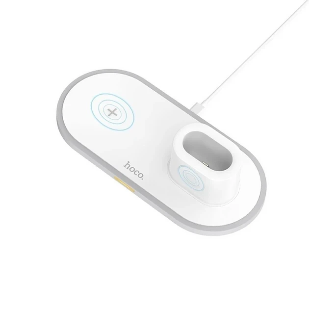 Бездротова зарядка для iPhone Watch AirPods Hoco CW21 Wisdom 3-in-1 біла - Фото 3 Бездротова зарядка для iPhone Watch AirPods Hoco CW21 Wisdom 3-in-1 біла - зображення 3