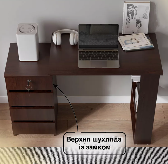 Комп'ютерний стіл (на 4 ящики) СЛТ-5, офісний стіл, стіл для школяра колір Венге магія - Фото 2 Комп'ютерний стіл (на 4 ящики) СЛТ-5, офісний стіл, стіл для школяра колір Венге магія - изображение 2