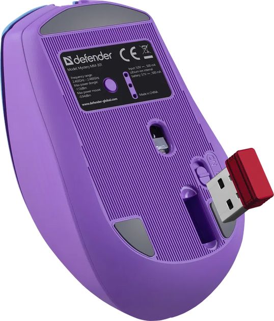Mysz Defender Mystery MM-301 LED Wireless/Bluetooth 4D Violet (4745090825442) - obraz 5