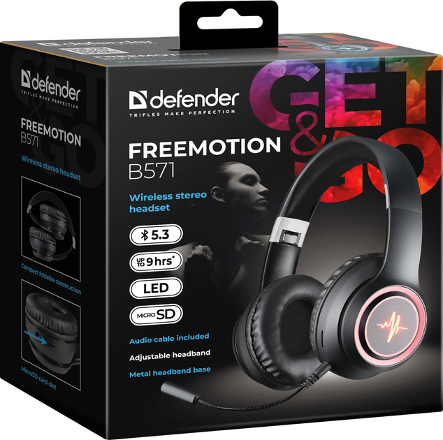 Навушники Defender FreeMotion B571 Black LED Bluetooth (4745090822472) - зображення 9