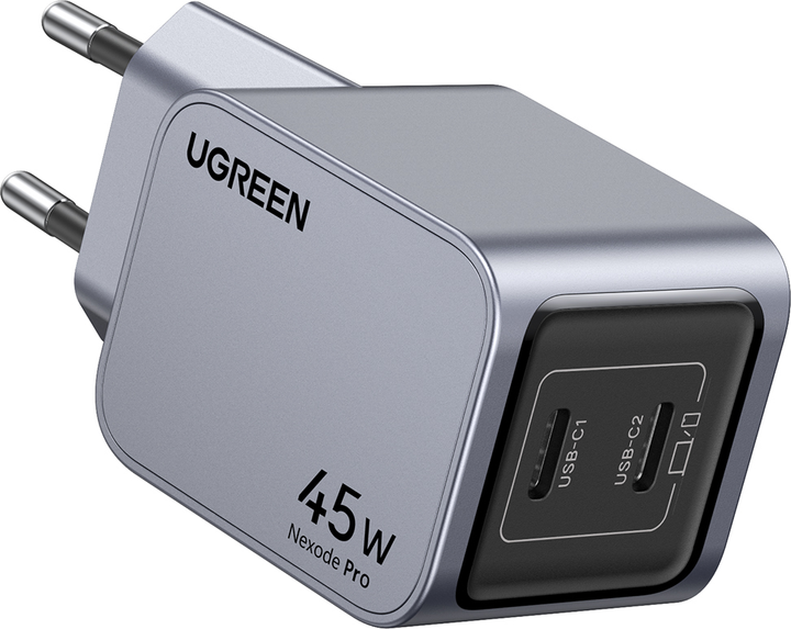 Ładowarka sieciowa Ugreen X707 USB-C+USB-C 45W PD GaN Tech Charger Space Gray (6941876230082) - obraz 3