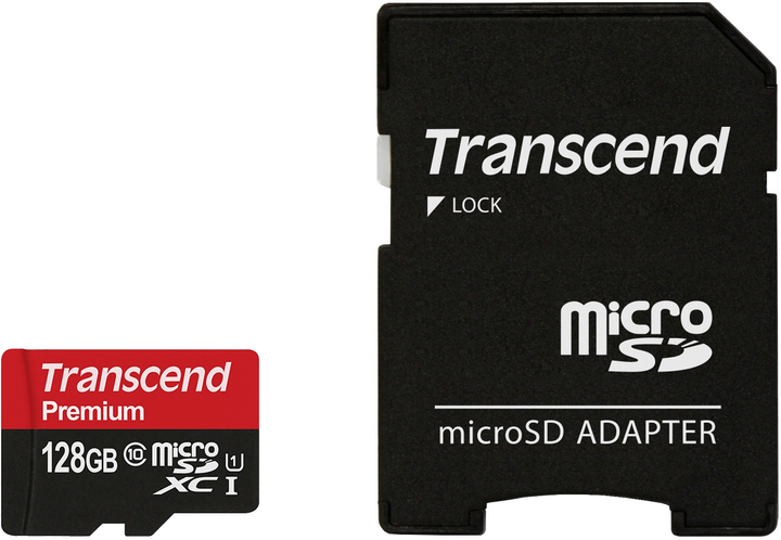 Karta pamięci Transcend microSDXC 128GB Class 10 UHS-I Premium + SD-adapter (TS128GUSDU1) - obraz 1