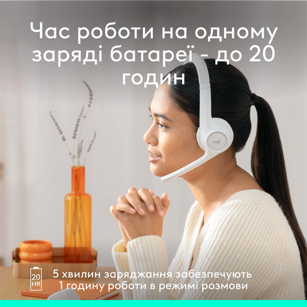 Słuchawki Logitech ZONE 300 Bluetooth Off-White (981-001412) - obraz 5