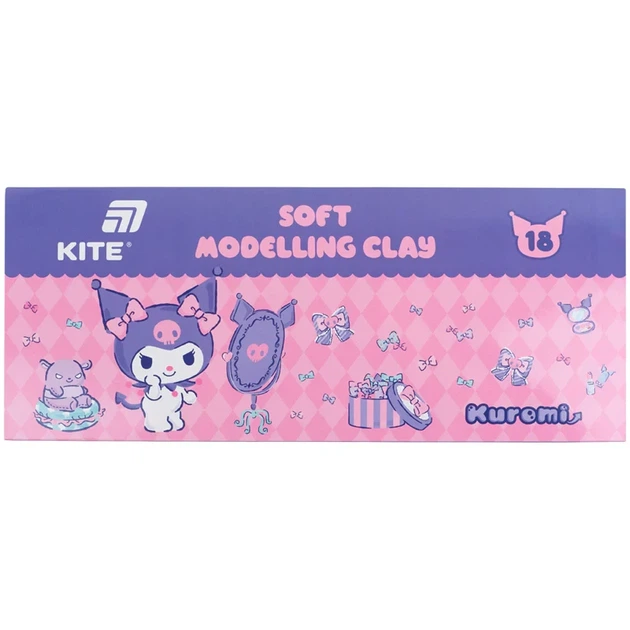 Пластилін восковий Kite Kuromi 18 кольорів,HK24-085, 360 г - Фото 1 Пластилін восковий Kite Kuromi 18 кольорів,HK24-085, 360 г - зображення 1