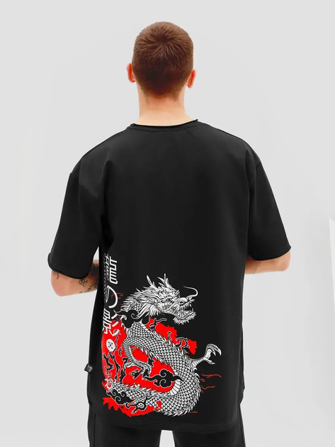 Футболка мужская оверсайз Тень дракона XL-2XL Черный (26845260) - Фото 1 Футболка мужская оверсайз Тень дракона XL-2XL Черный (26845260) - изображение 1