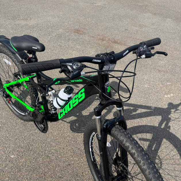Велосипед двухподвесный Cross Tornado 26" 14" Зеленый - Фото 2 Велосипед двухподвесный Cross Tornado 26" 14" Зеленый - изображение 2