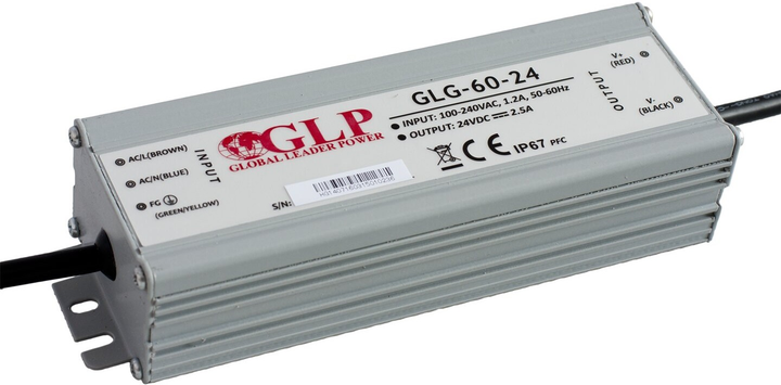 Zasilacz GLP LED Driver Constant Voltage PFC 60W, 24V, 2.5A GLG-60-24 (5902135137550) - obraz 1