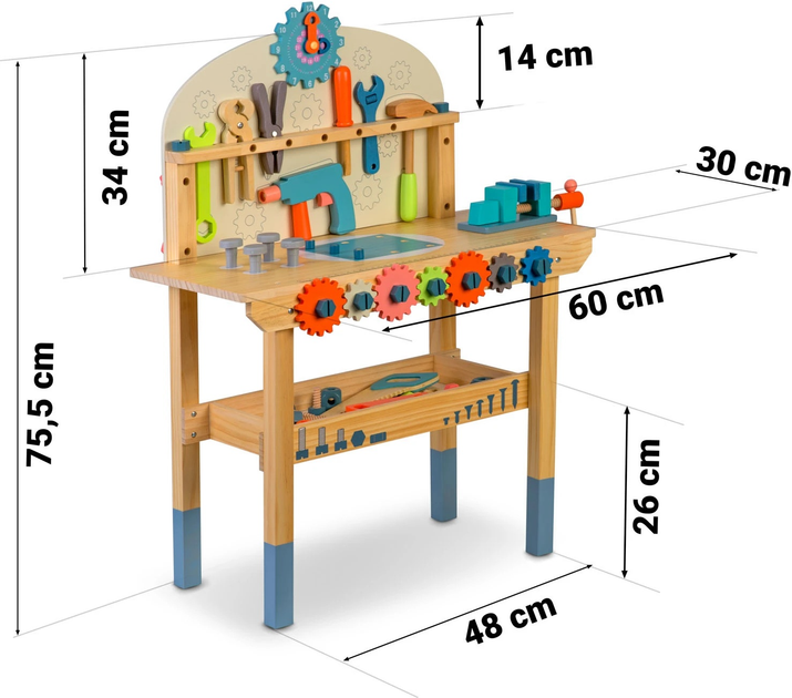 Дерев'яна майстерня з інструментами Ricokids RK-876 (5903890623319) - зображення 9