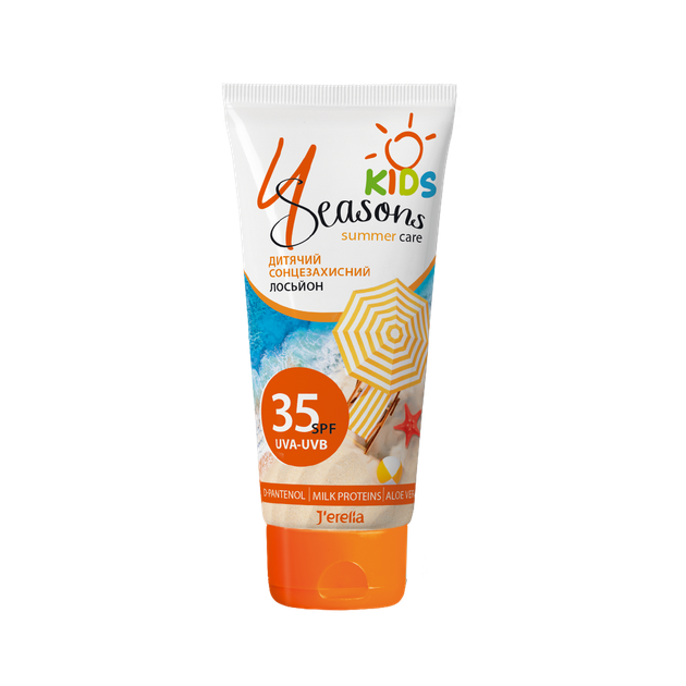 Дитячий сонцезахисний лосьйон Jerelia 4seasons з алое та молочними протеїнами SPF 35 150 мл (06804) - Фото 1 Дитячий сонцезахисний лосьйон Jerelia 4seasons з алое та молочними протеїнами SPF 35 150 мл (06804) - изображение 1